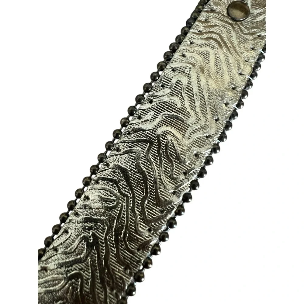 SKY Woman's Gold Metallic Zebra Belt Gold Buckle Made in USA Small Fashion Belt